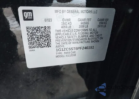 2023 Chevrolet Malibu Fwd 1Fl from USA, damaged, VIN 1G1ZC5ST6PF246151